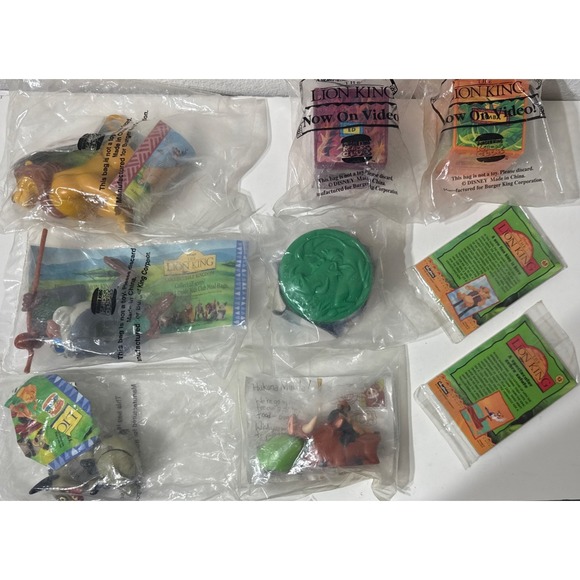 Disney Other - Disney The Lion King Burger King 1990s Figures Trading Cards Box Puppets LOT 9pc